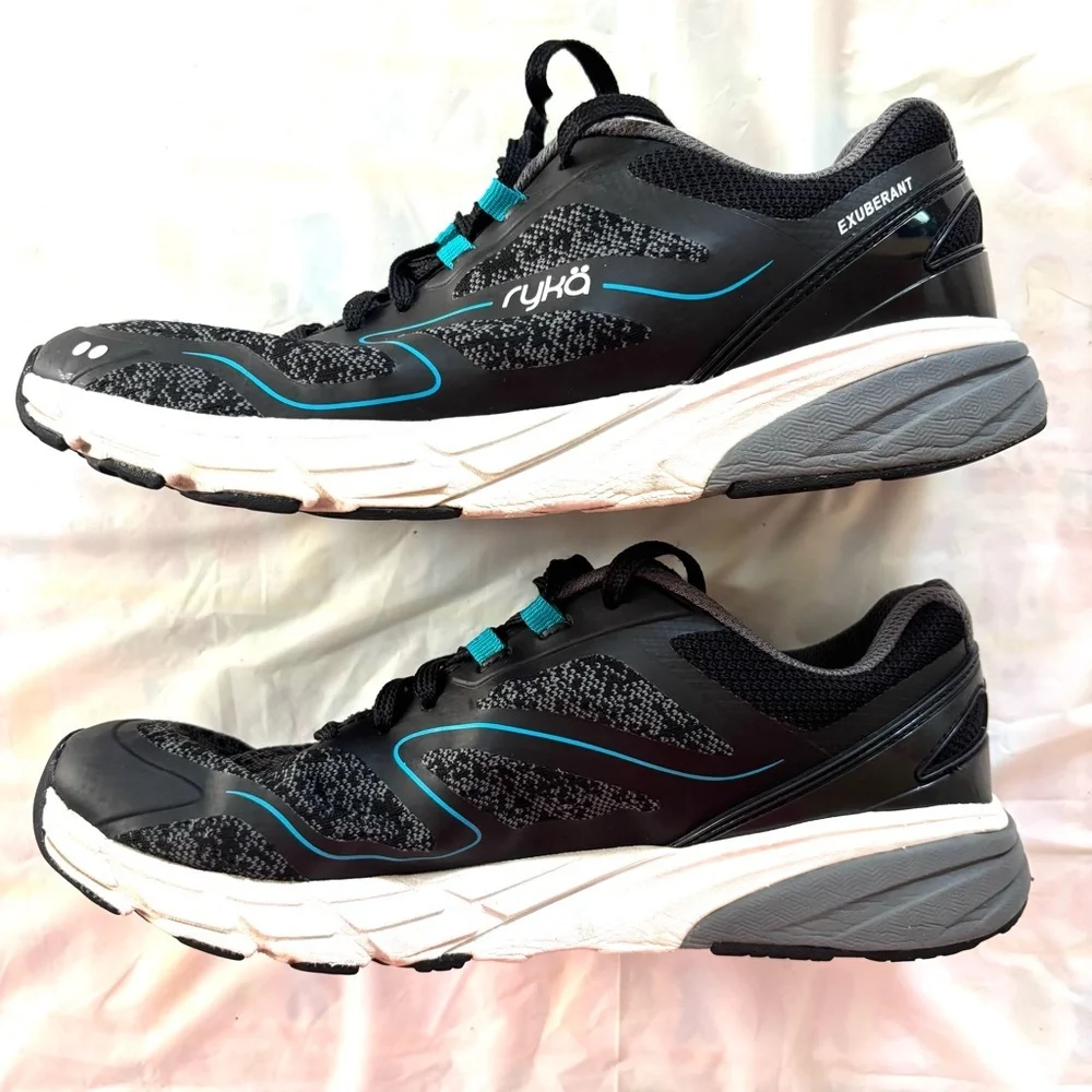 Ryka Exuberant Black Turquoise Walking Sneakers SZ 8 M Worn 2X
